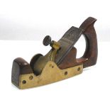 Unnamed 7 inch gunmetal body screwed side smoothing plane with rosewood infill, brass lever and