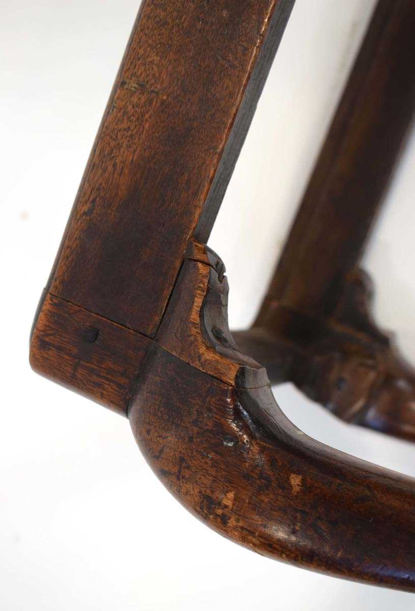 An 18th century and later stool with cabriole legs, an X-stretcher and later embroidered drop-in - Image 7 of 7