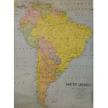 Johnston W. & A.K. and Bacon G.W. : South America C.1955. Large scale coloured 'Political' map of