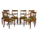 A set of six 19th century mahogany bar back dining chairs on turned front legs, including two