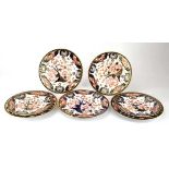 Five Royal Crown Derby cabinet plates, typically gilt decorated in the imari palette, d. 20.5 cm,