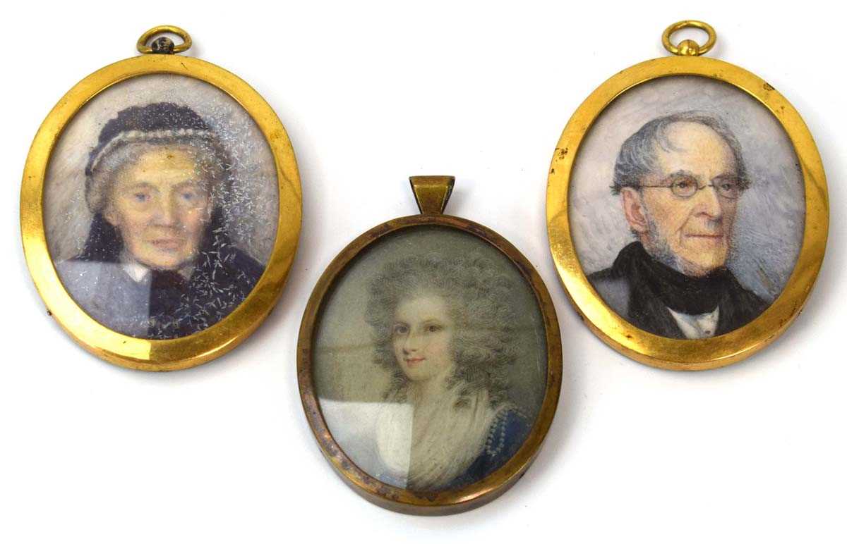 A group of three various 19th century and later miniature portraits depicting an 18th century lady - Image 2 of 12