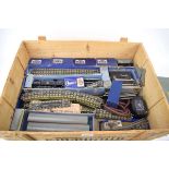 A group of Hornby Dublo OO gauge items including a 0-6-2 loco, rolling stock, track, station