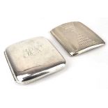 An Edwardian silver and parcel gilt cigarette case of cushioned rectangular form, maker CC,