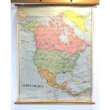 Johnston W. & A.K. and Bacon G.W. : North America C.1955. Large scale coloured 'Political' map of