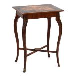 A late 19th century walnut and marquetry occasional table, the surface decorated with a pair of