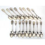 A group of seventeen 19th century and later silver fiddle pattern teaspoons, various dates and