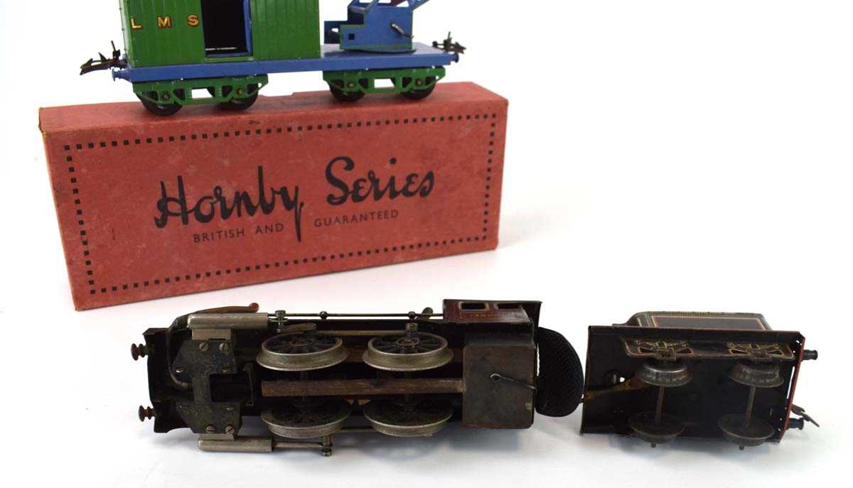 A Hornby O gauge tinplate breakdown van and crane, boxed, together with a German steam driven loco - Image 2 of 2