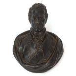 A bronze figural wall plaque relief modelled as a general in uniform, h. 12 cm