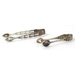 A pair of 19th century silver sugar nips with foliate decoration and acorn ends, maker WC, l. 13 cm,