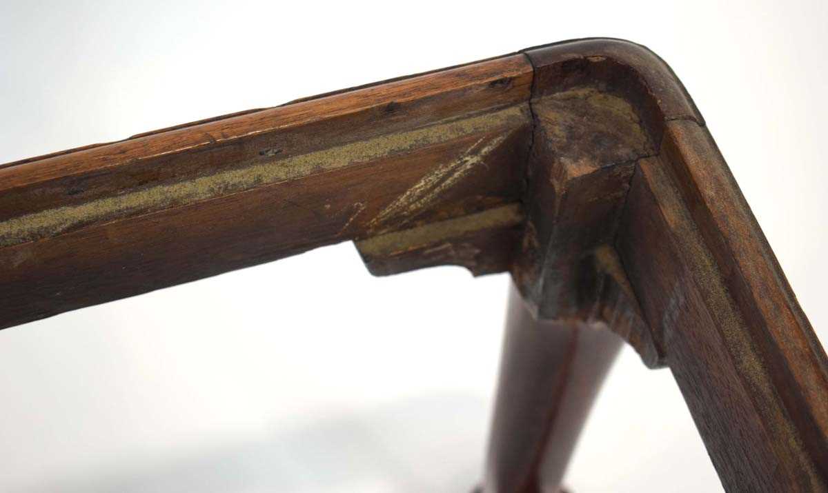 An 18th century and later stool with cabriole legs, an X-stretcher and later embroidered drop-in - Image 4 of 7