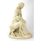 A 19th century parianware figure modelled as a lady with a bible and doe, entitled 'Norton of