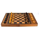 A marquetry games compendium containing chessmen and draughts