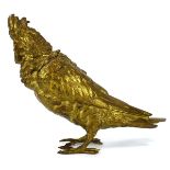 Franz Xaver Bergmann (or Bergman), a gilt bronze inkwell modelled as a parakeet, Geschutzt foundry