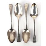 A set of four George III silver old English pattern table spoons, maker IL, London 1811, overall 6.5