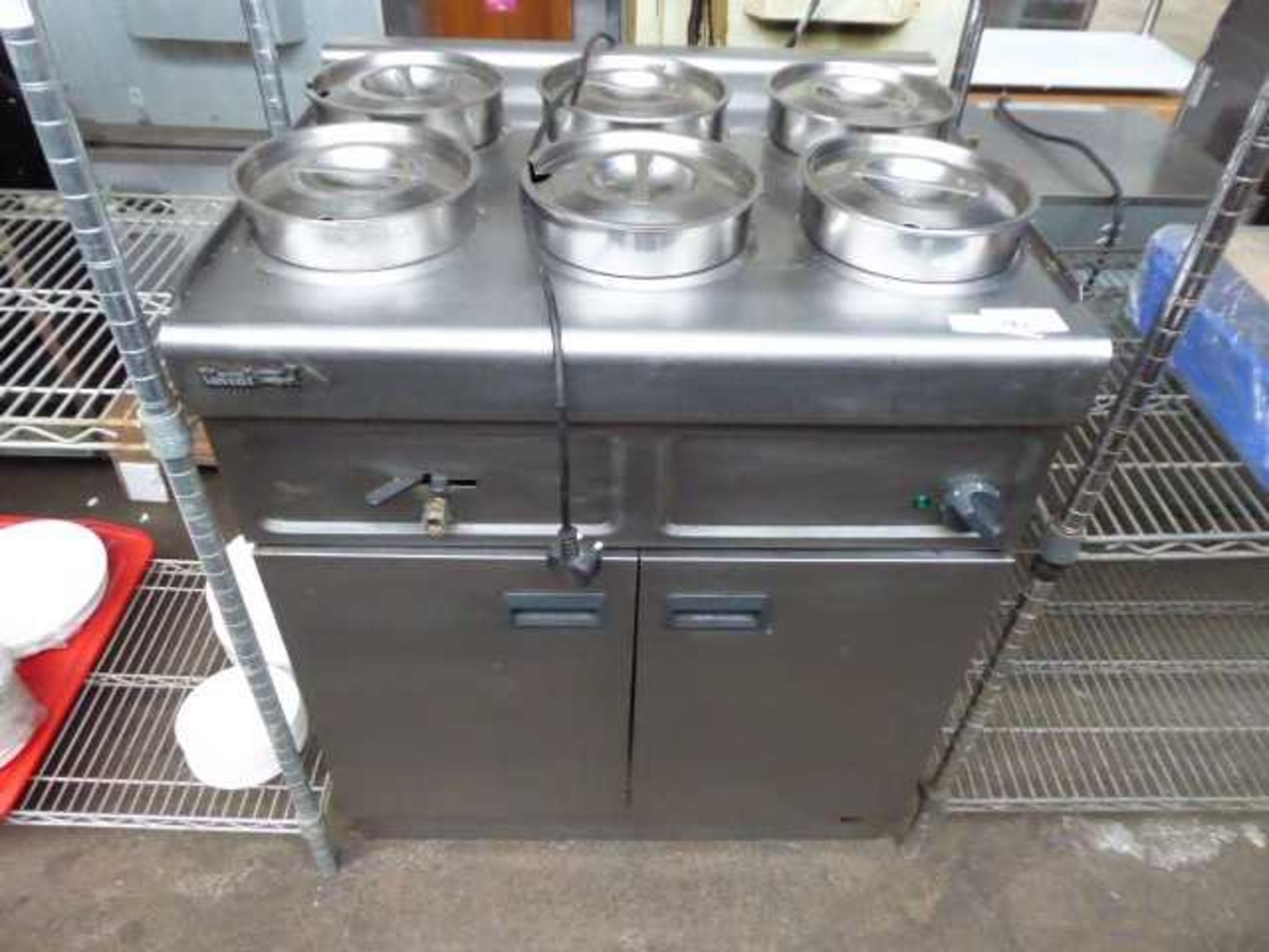 +VAT 75cm Electric 6 pot bain marie with 2 door ambient cabinet under