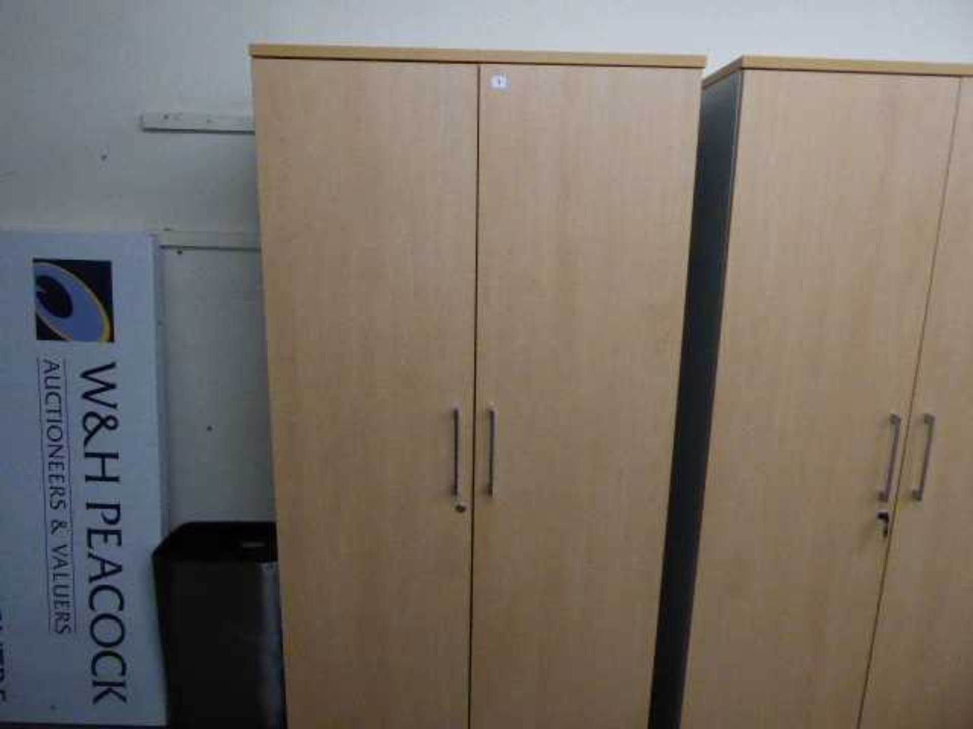 100cm beech and grey 2-door stationery cabinet