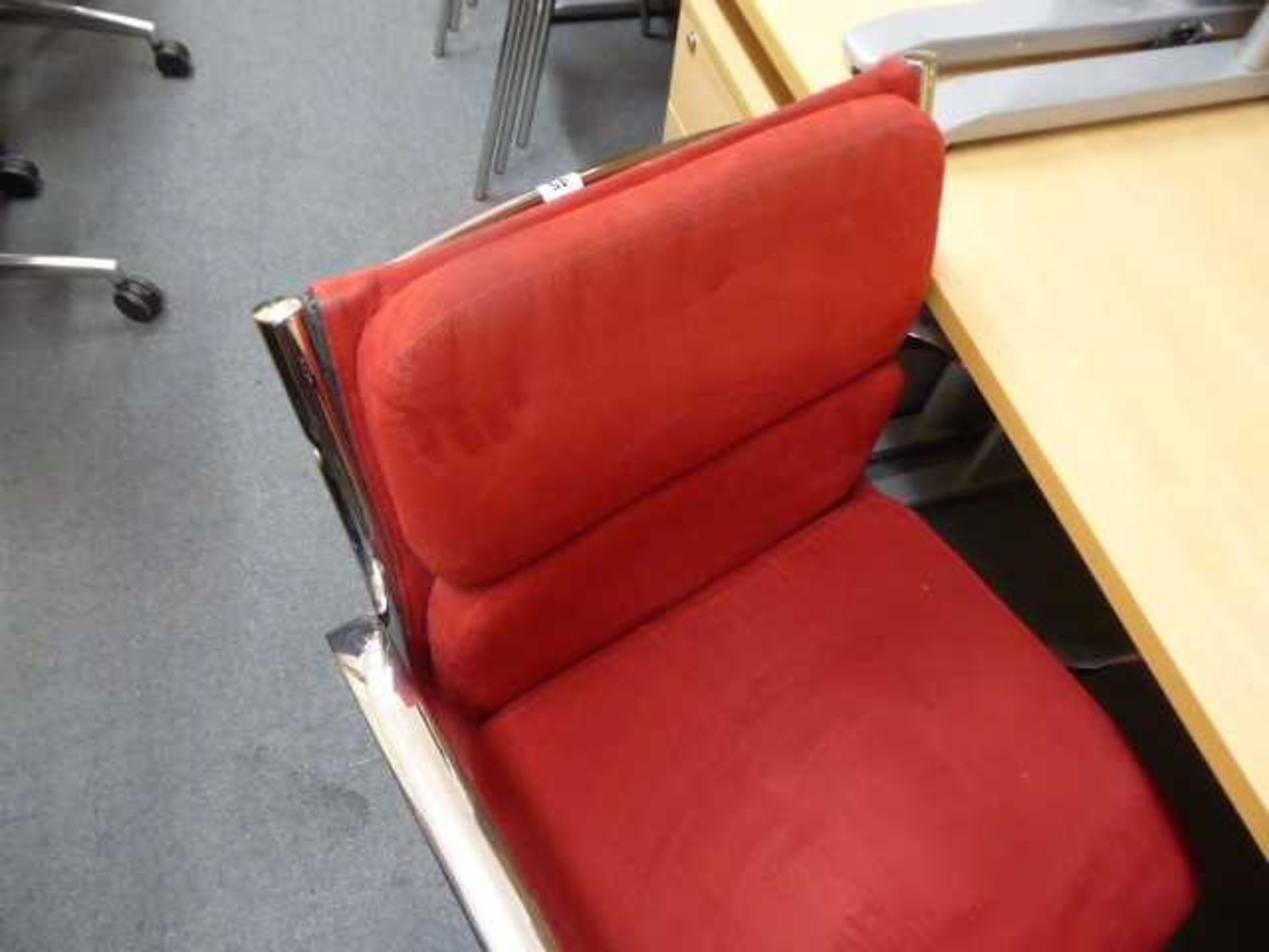 Red velvet Eames style swivel chair - Image 2 of 2