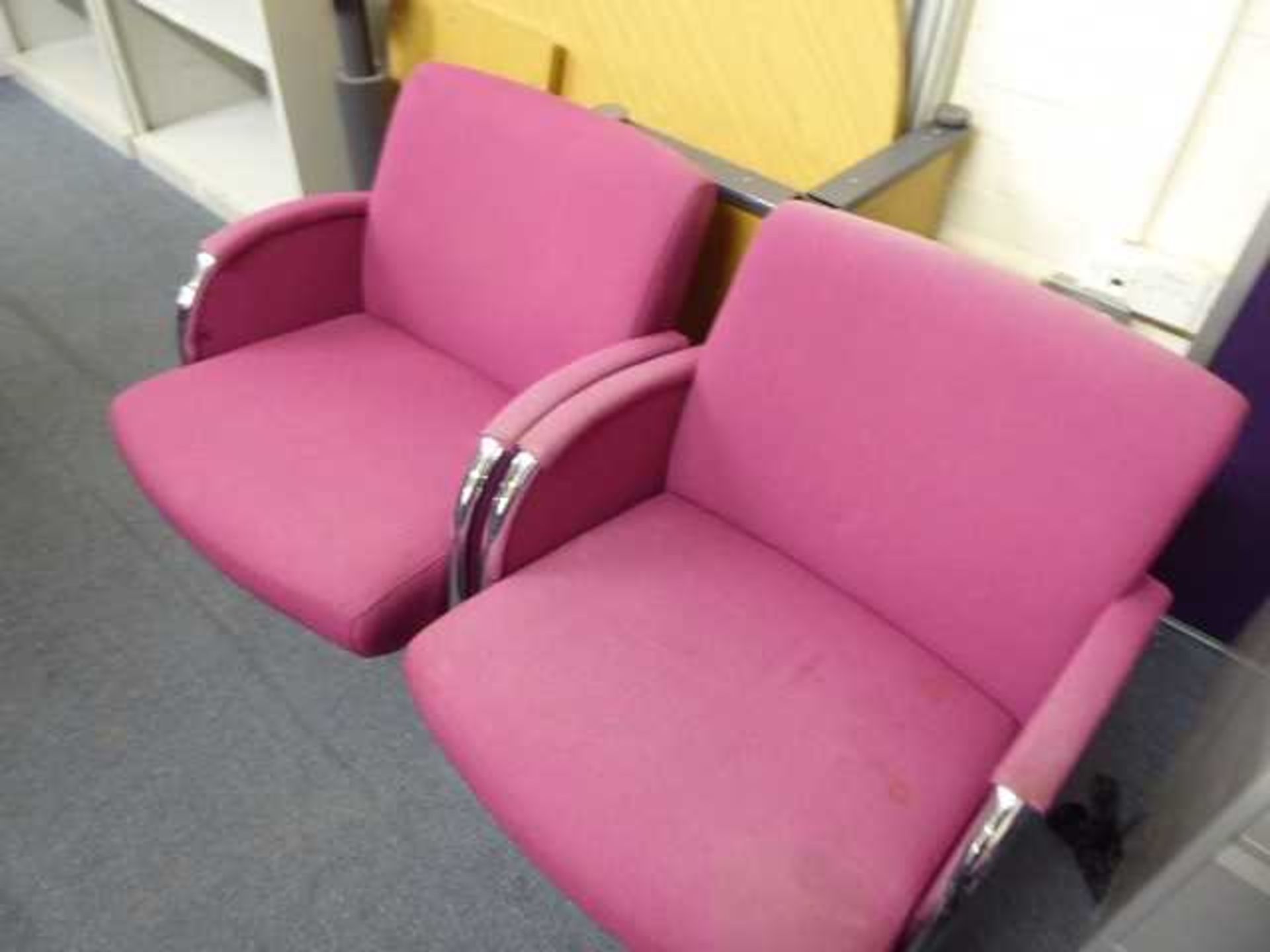 2 pink chrome frame cloth reception chairs - Image 2 of 2