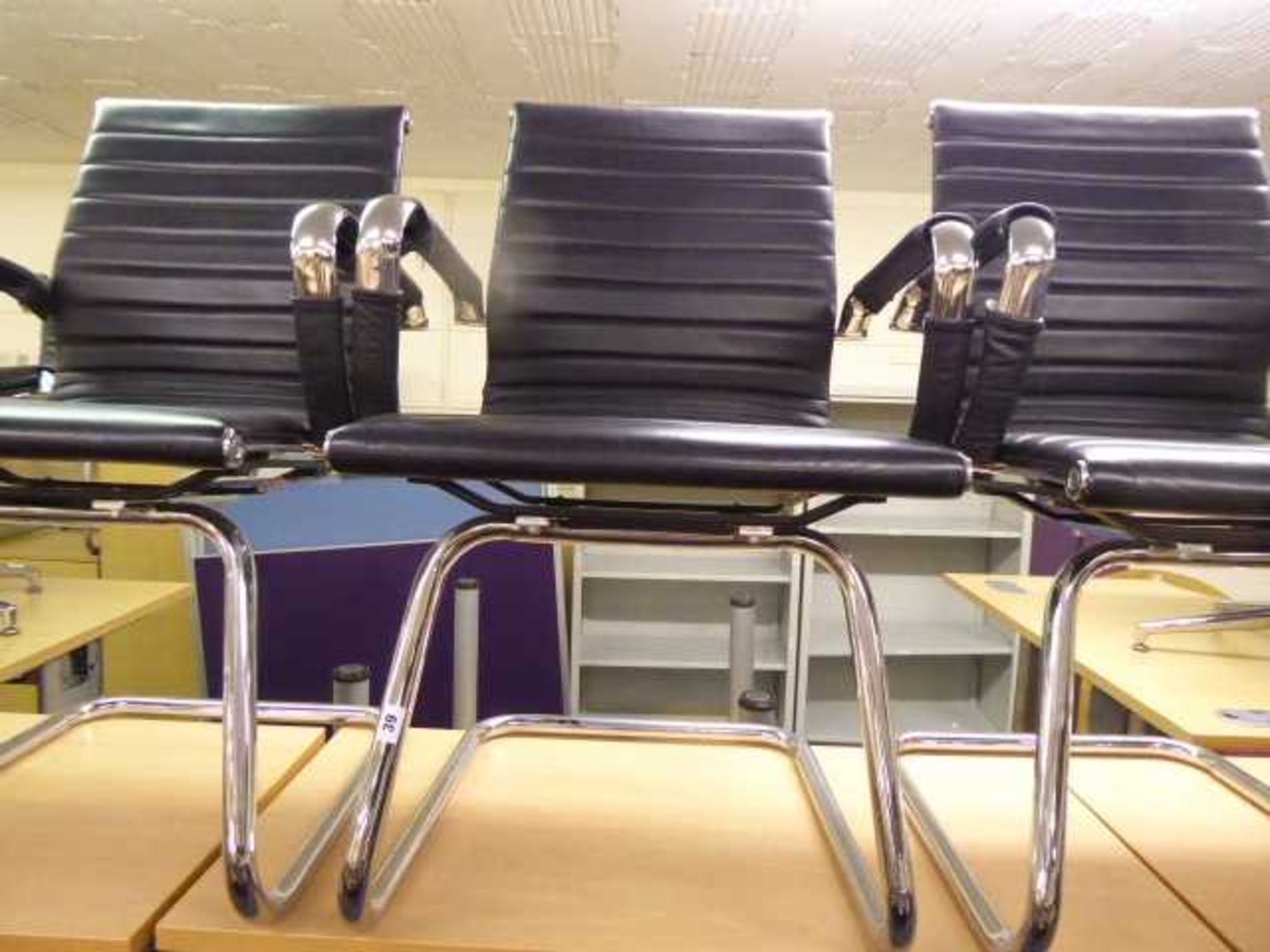 5 Eames style black ribbed cantilever chairs - Image 2 of 2