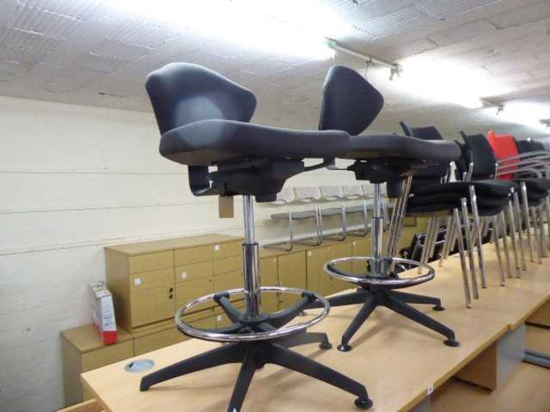 2 Verco draughtsmans chairs in black cloth