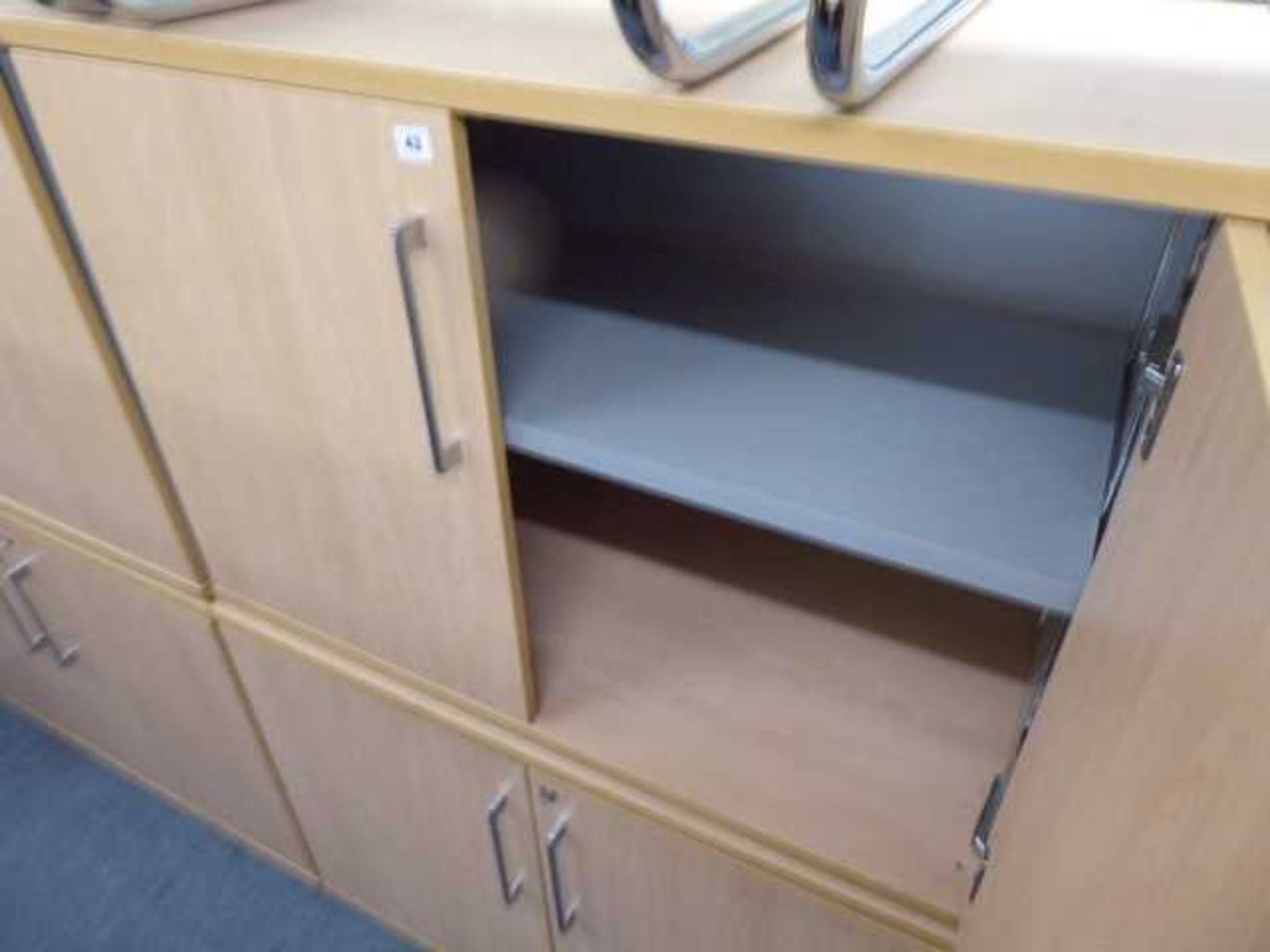 2 100cm low level beech 2 door cabinets - Image 2 of 2