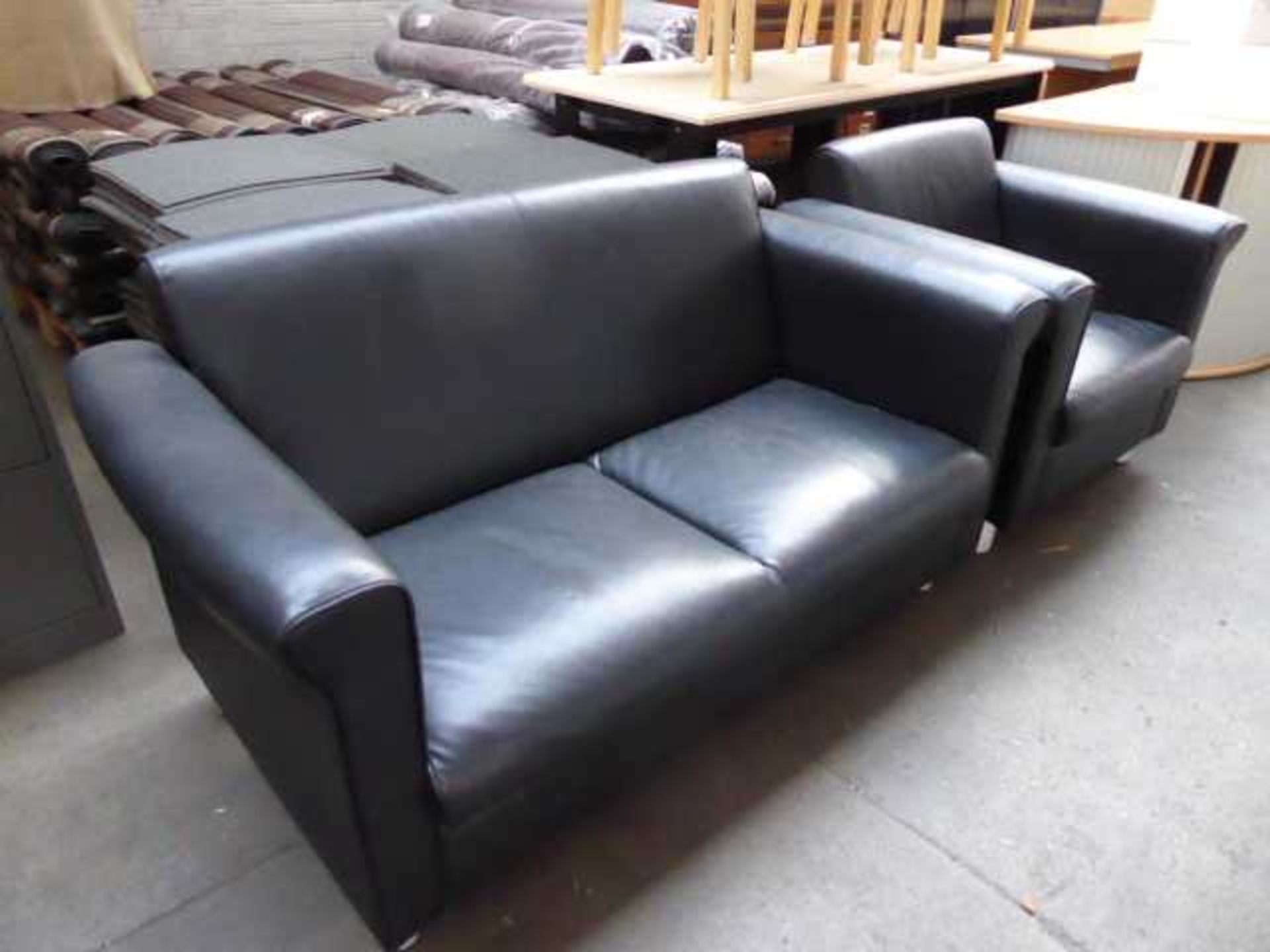 +VAT Black 2 seater settee and matching single armchair