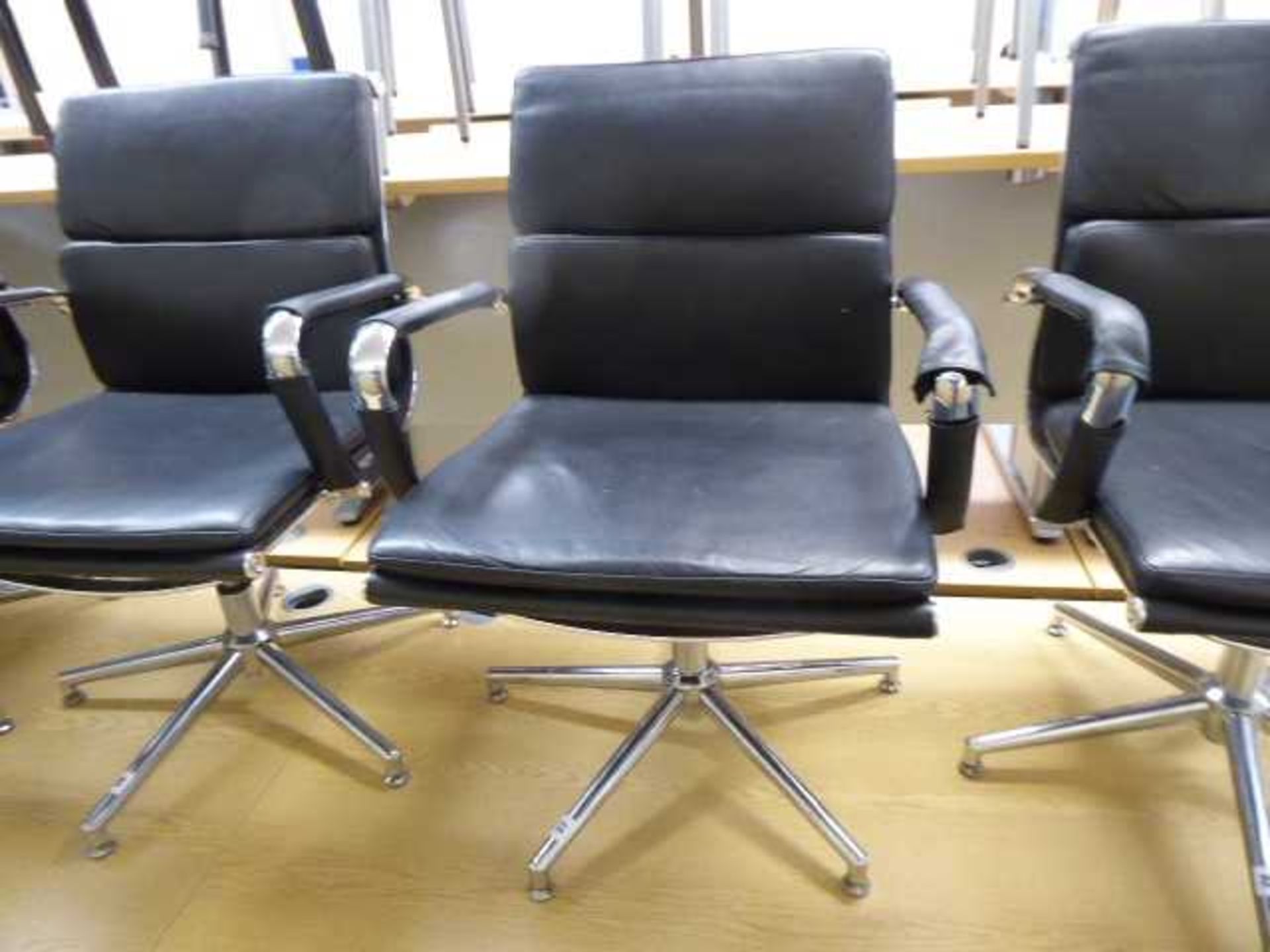 Eames style black soft pad swivel chair with chrome frame