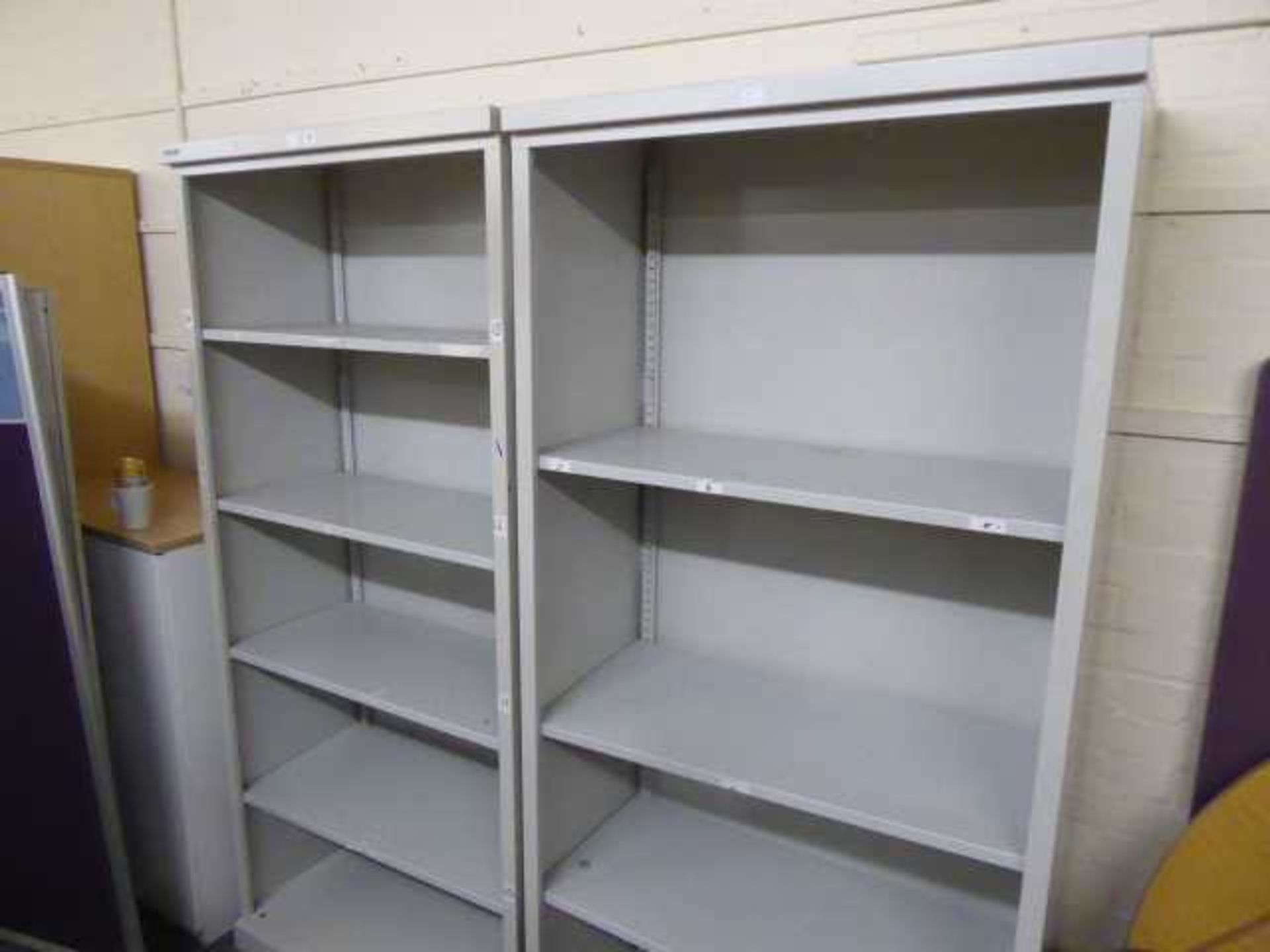 +VAT 2 x open-fronted metal cabinets