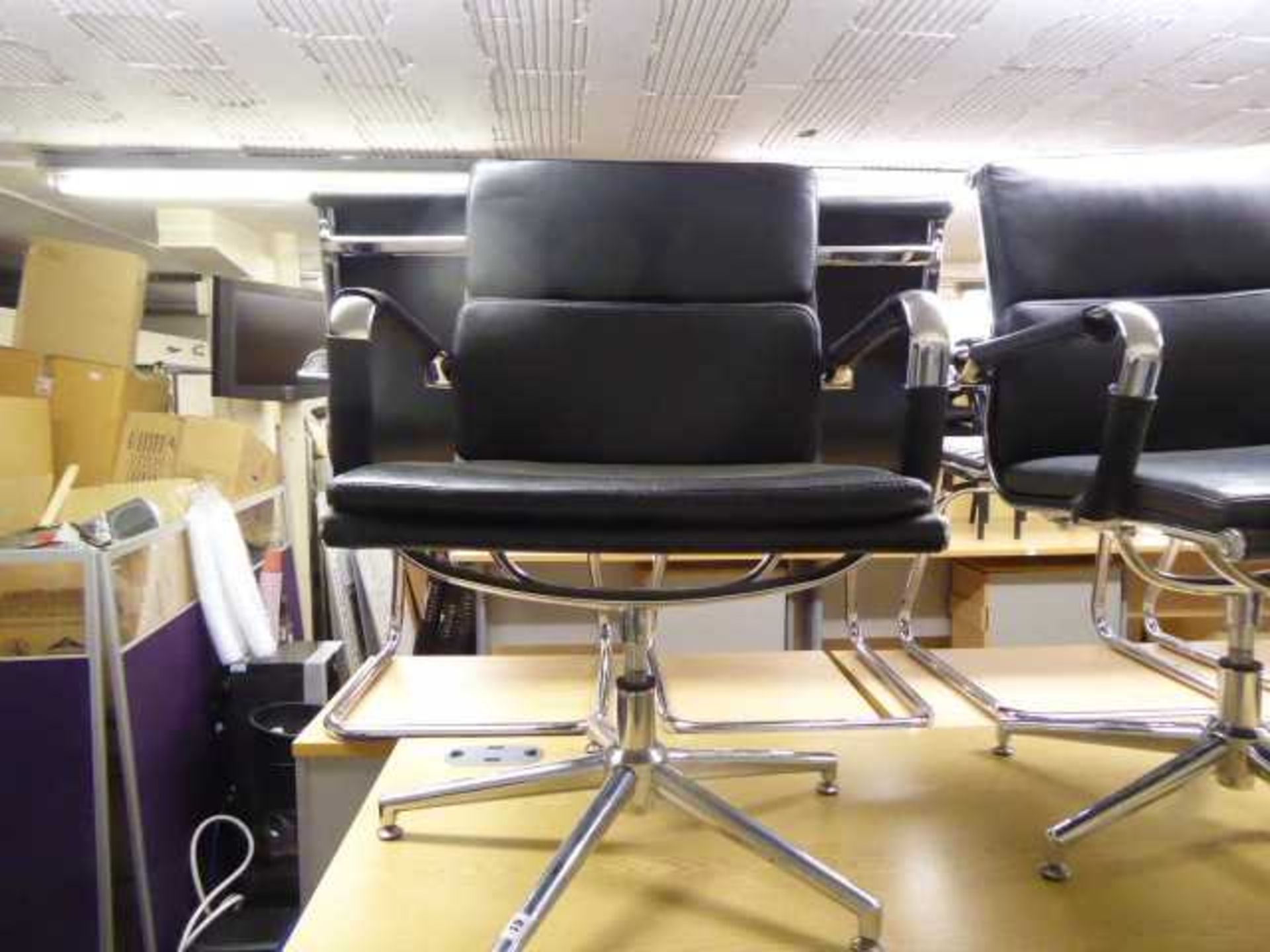 Eames style black soft pad swivel chair with chrome frame