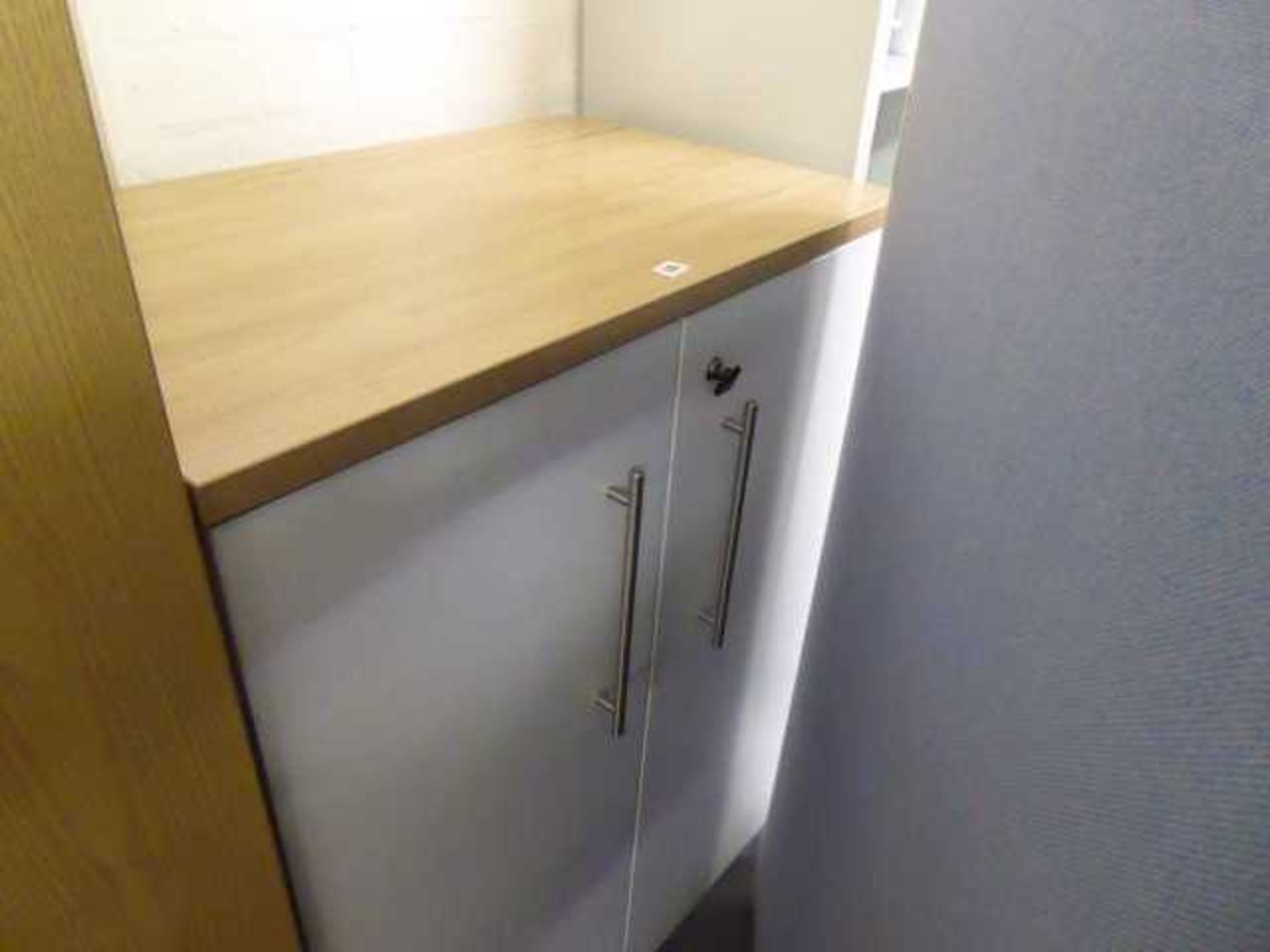 80cm light oak and white 2 door cabinet