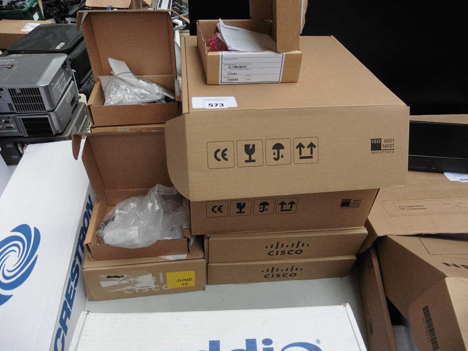 +VAT Qty of Cisco boxed parts including 2 boxed UC conference phones model CP8832 and 2 boxed 10 por