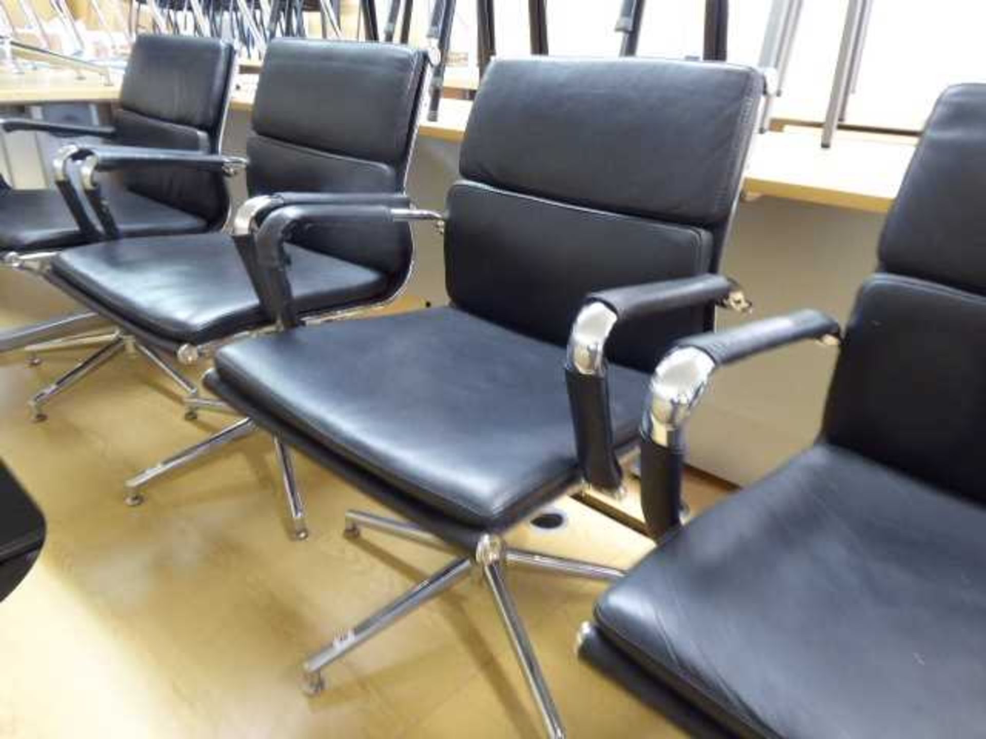 Eames style black soft pad swivel chair with chrome frame - Image 2 of 2