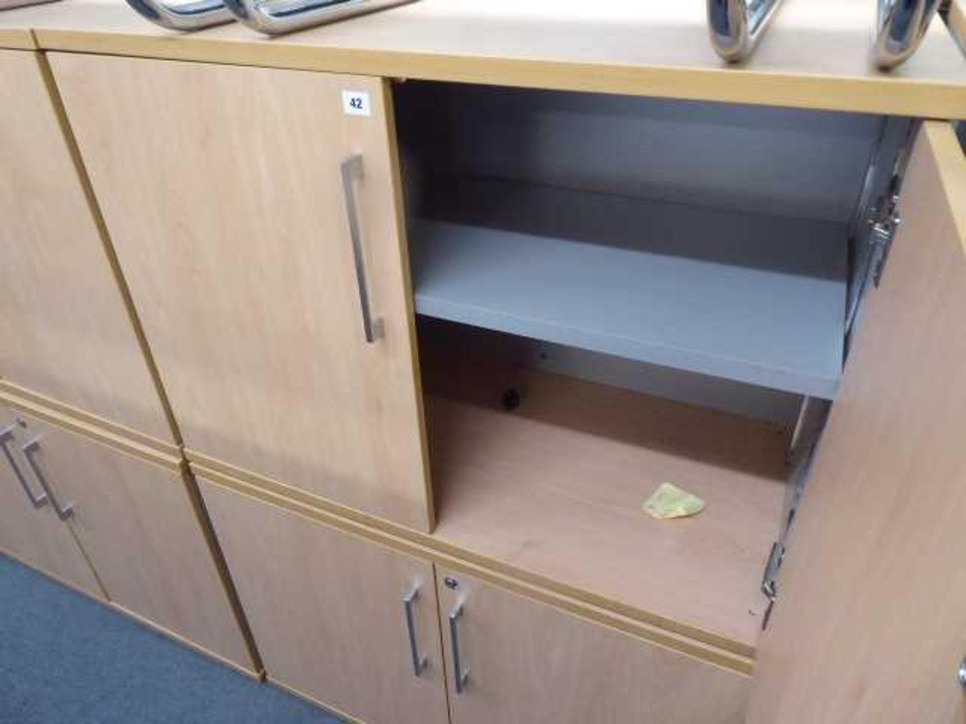 2 100cm low level beech 2 door cabinets - Image 2 of 2