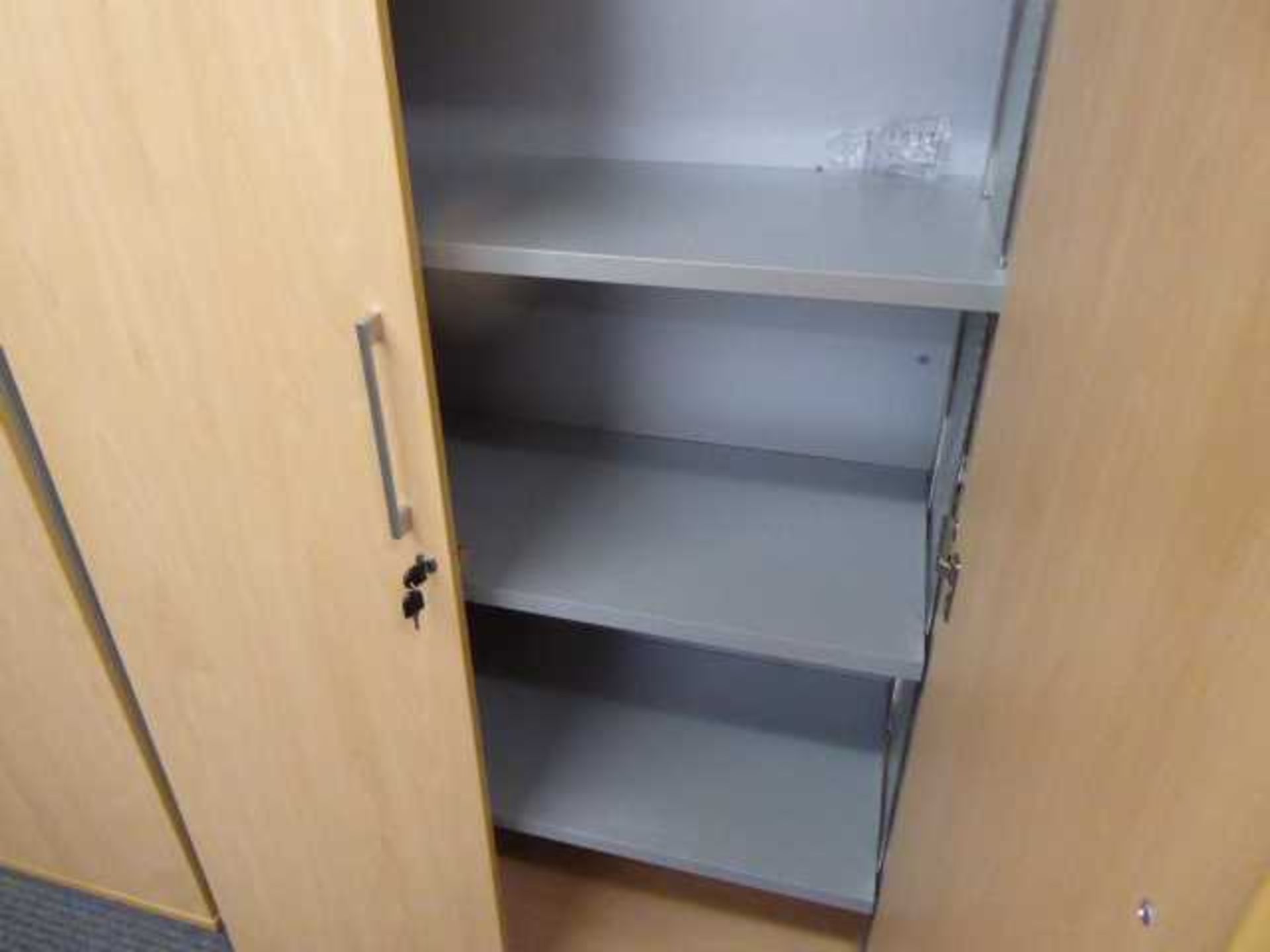 100cm beech and grey 2-door stationery cabinet - Image 2 of 2