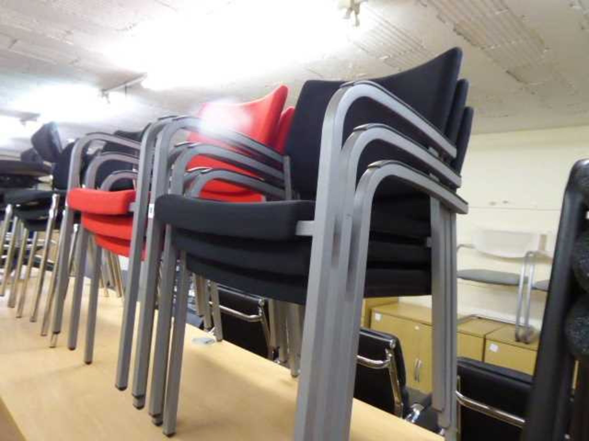 Set of 3 Faefe black cloth stacking chairs