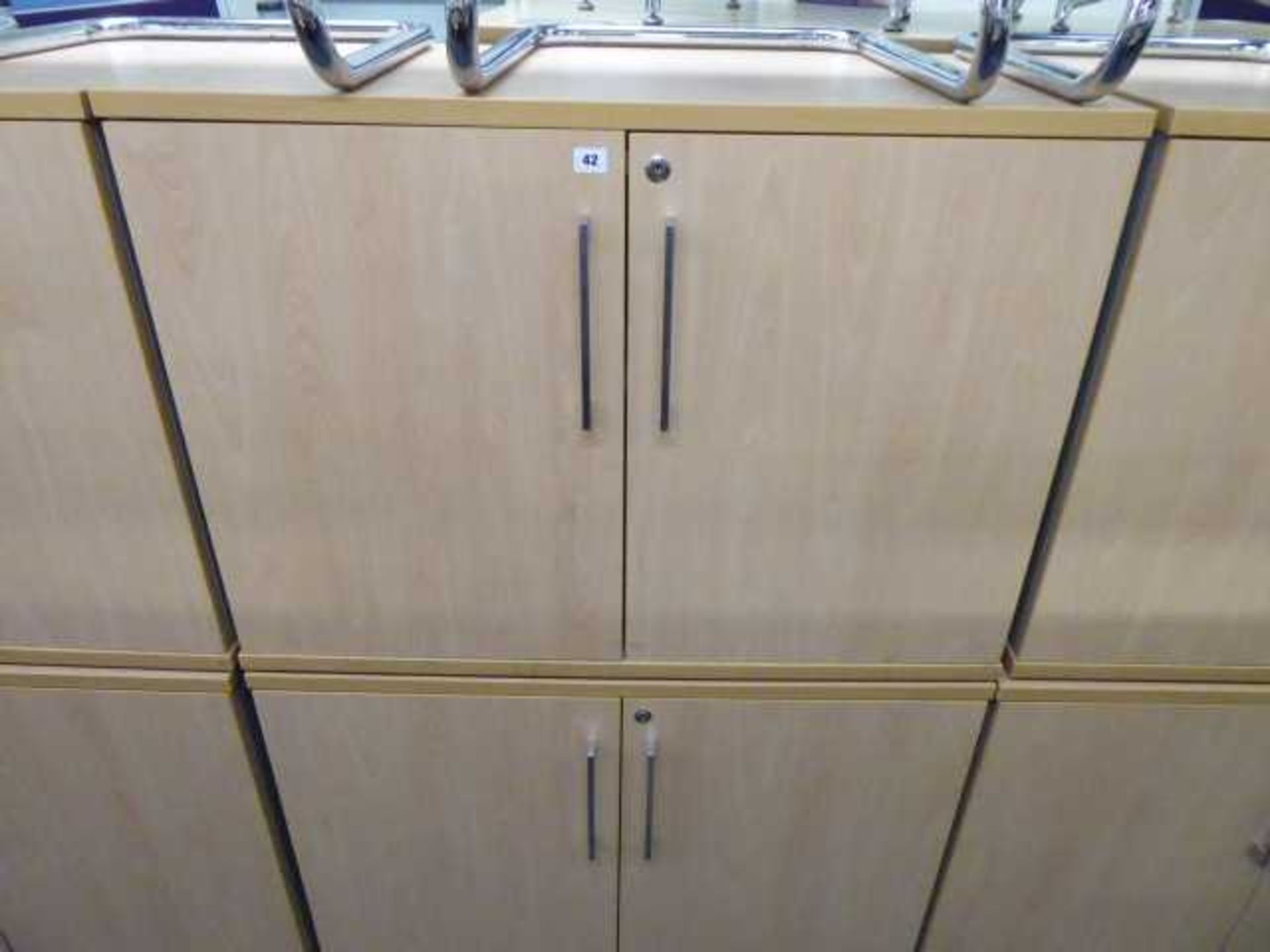 2 100cm low level beech 2 door cabinets