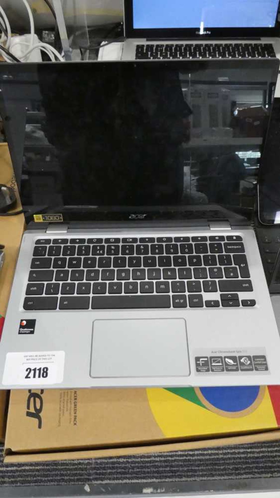 Acer Chrome Book Spin 513, Chrome OS, power supply and box