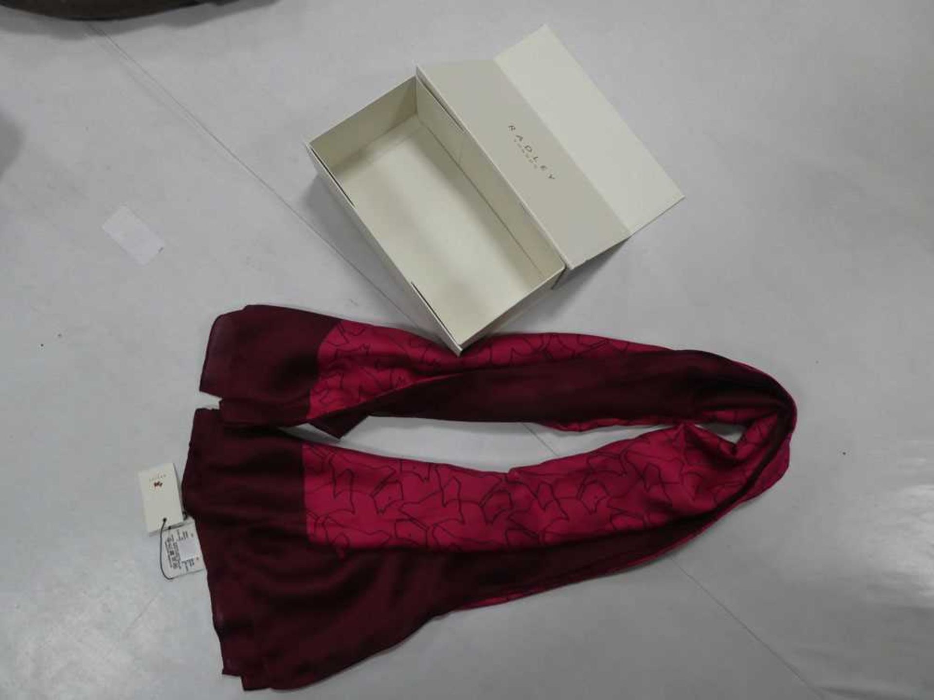 +VAT Radley London iconic radley wool blend scarf in red with box
