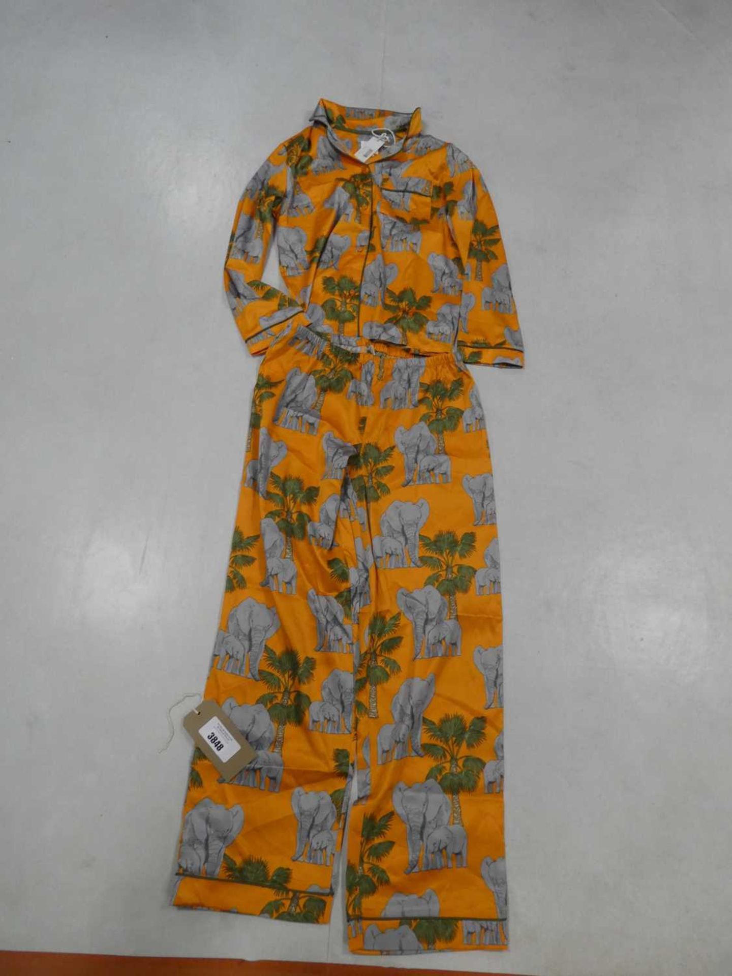 +VAT Chelsea Peers New York ladies elephant print pyjama set in bright orange size small (bagged)