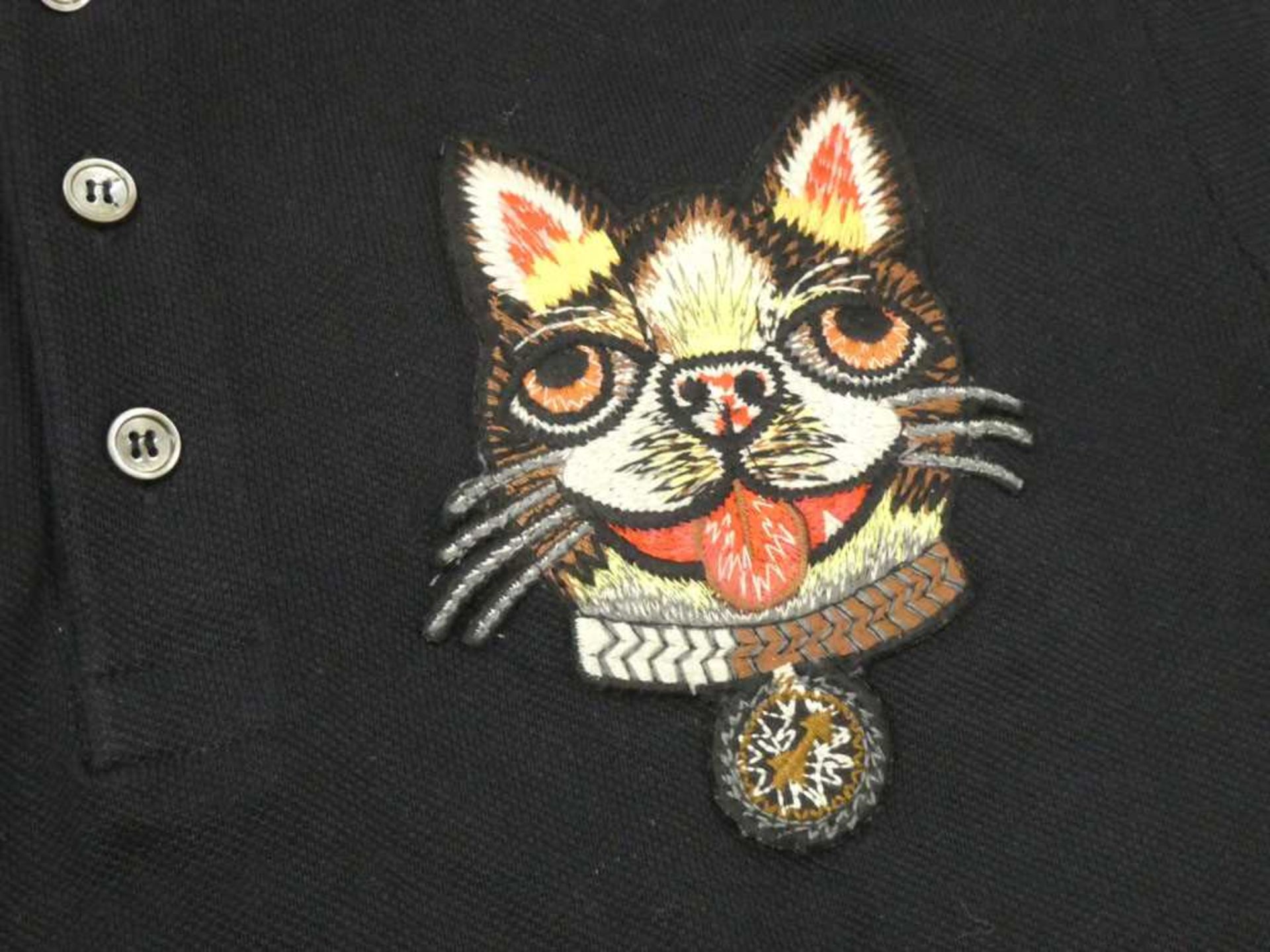 +VAT Gucci embroidered cat patch polo shirt in navy size large (bagged) - Image 2 of 3