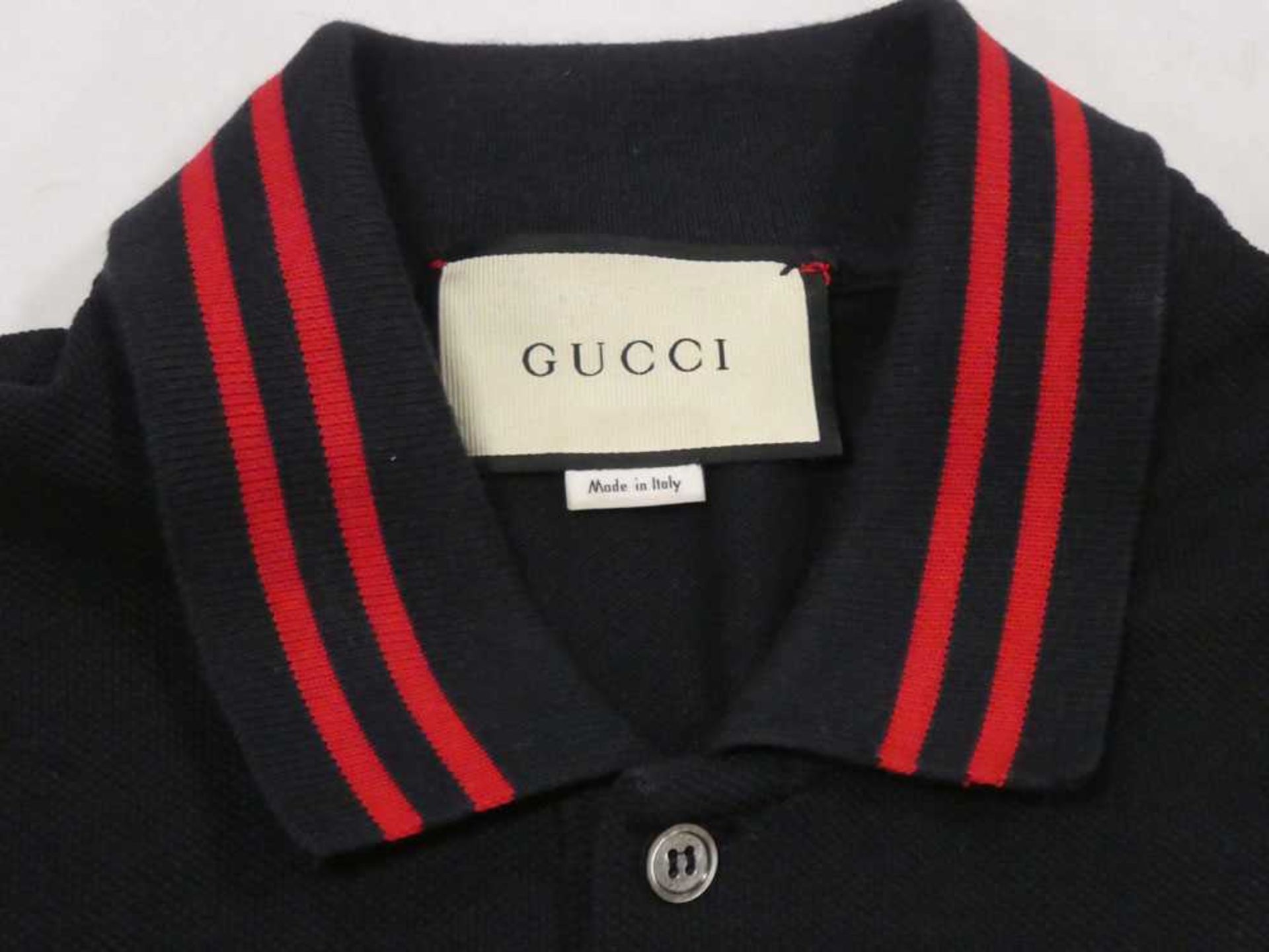 +VAT Gucci embroidered cat patch polo shirt in navy size large (bagged) - Image 3 of 3