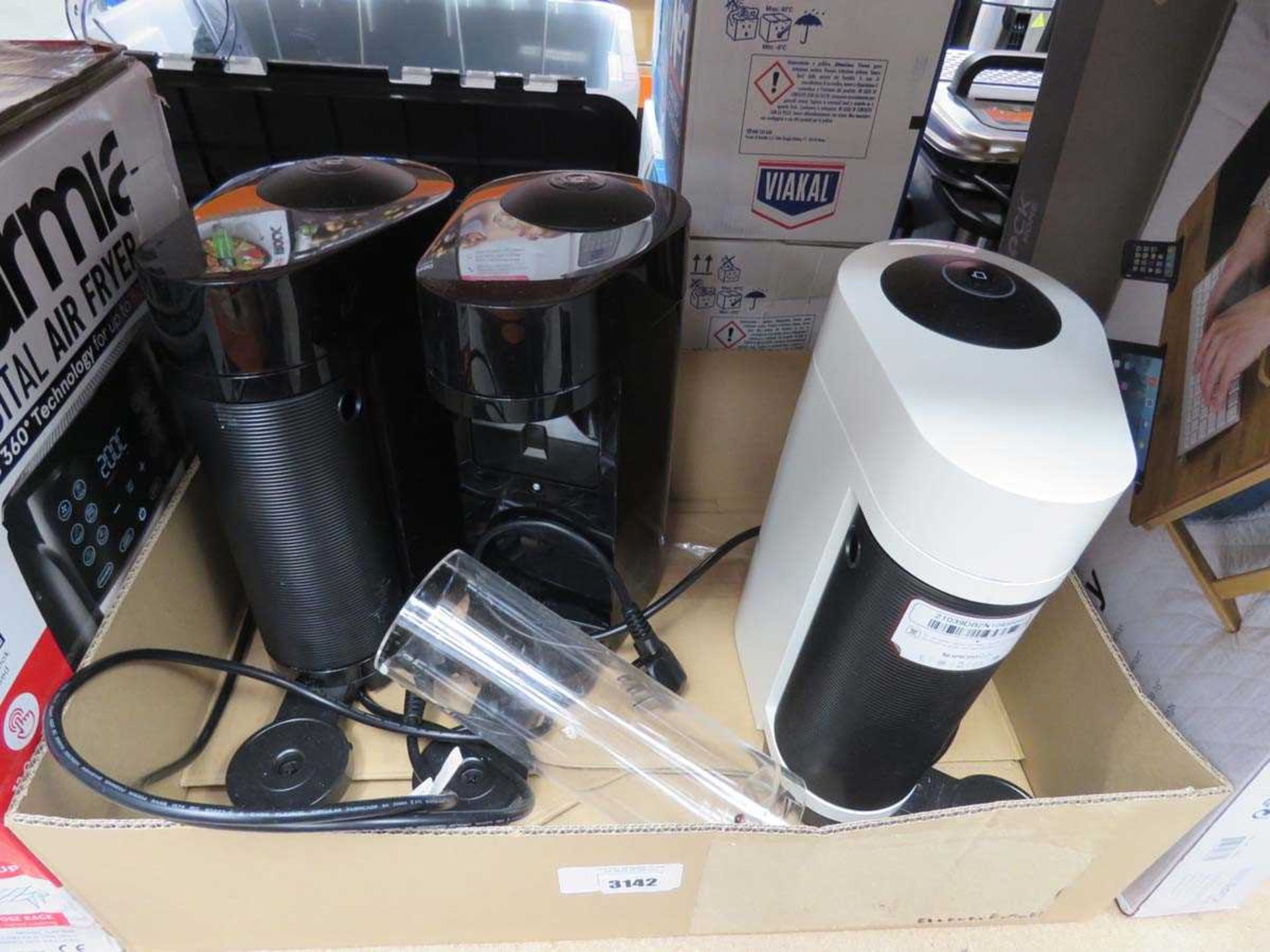 +VAT Tray containing 3 unboxed Nespresso coffee machine