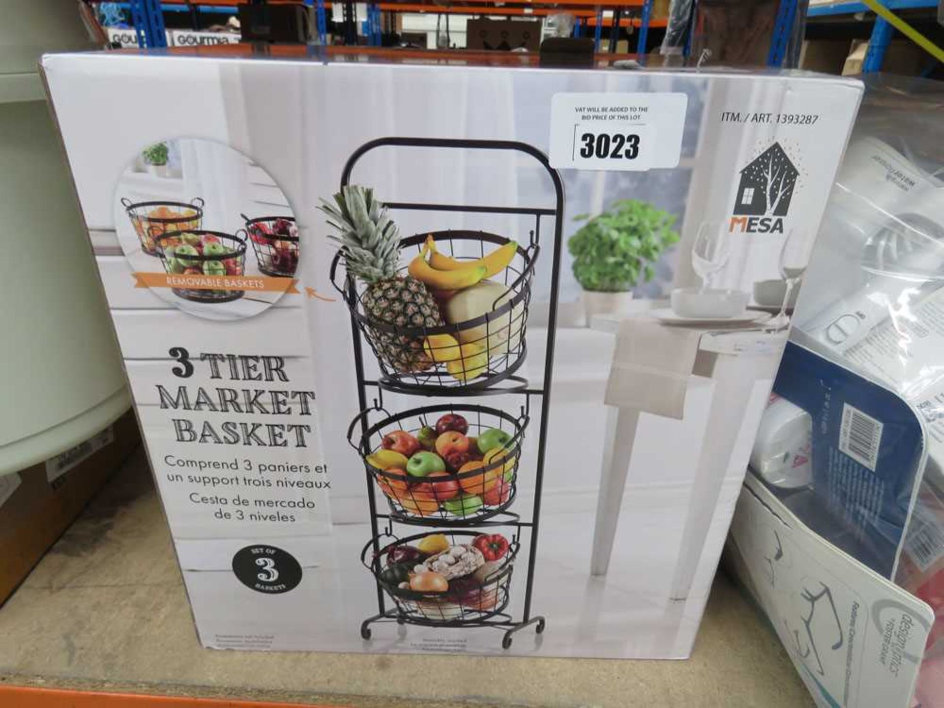 +VAT Mesa 3-tier market basket stand in box