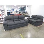 Gray fabric 3 seater sofa plus matching 2 seater