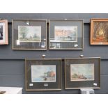 4 framed and glazed Brian Day watercolours - Country scene with figures, stream and bridge plus 2