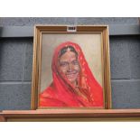 Oil on board - Study of Indian Lady