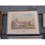 Framed and glazed David Green watercolour - Wadenhoe, Northamptonshore