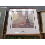 Framed and glazed Philip Hawkins print of steam train