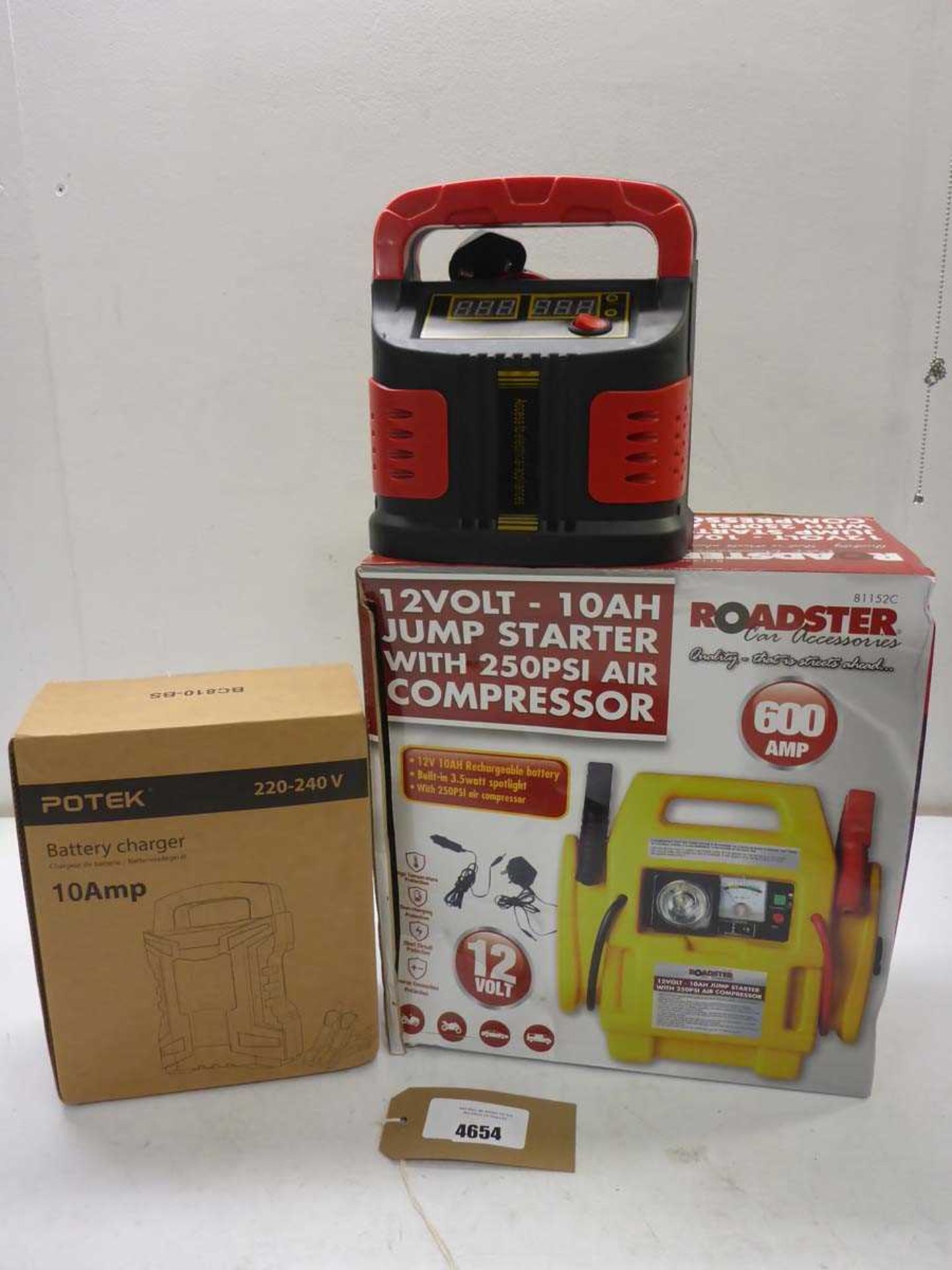 +VAT Roadster air compressor and 2 battery chargers